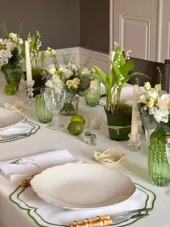 Lily of the Valley Collection, White Linen Napkin, Set of 4