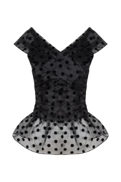 Lily Top And Skirt Set Black Polka