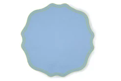 Lime Dotted Blue Linen Placemat, Set of 4