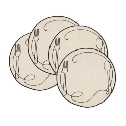 Line Drawing Embroidered Linen Placemats, Set of 4