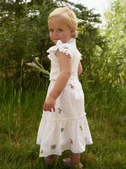 Little Lady Field Dress in White with Embroidery