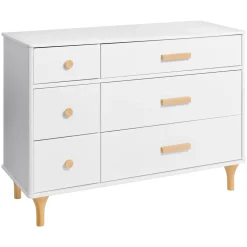 Lolly 6-Drawer Assembled Double Dresser in White & Natural