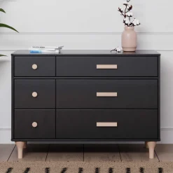Lolly 6-Drawer Assembled Double Dresser in Black & Washed Natural