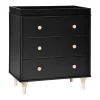 Lolly 3-Drawer Changer Dresser with Removable Changing Tray in Black & Washed Natural