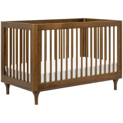 Lolly 3-in-1 Convertible Crib with Toddler Bed Conversion Kit in Natural Walnut