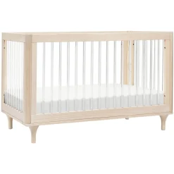 Lolly 3-in-1 Convertible Crib with Toddler Bed Conversion Kit in Washed Natural & Acrylic