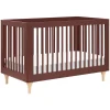 Lolly 3-in-1 Convertible Crib with Toddler Bed Conversion Kit in Crimson & Natural