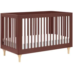 Lolly 3-in-1 Convertible Crib with Toddler Bed Conversion Kit in Crimson & Natural