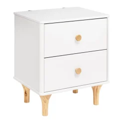 Lolly Nightstand with USB Port in White & Natural