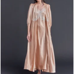 Long Maia Vintage Blush Silk Robe