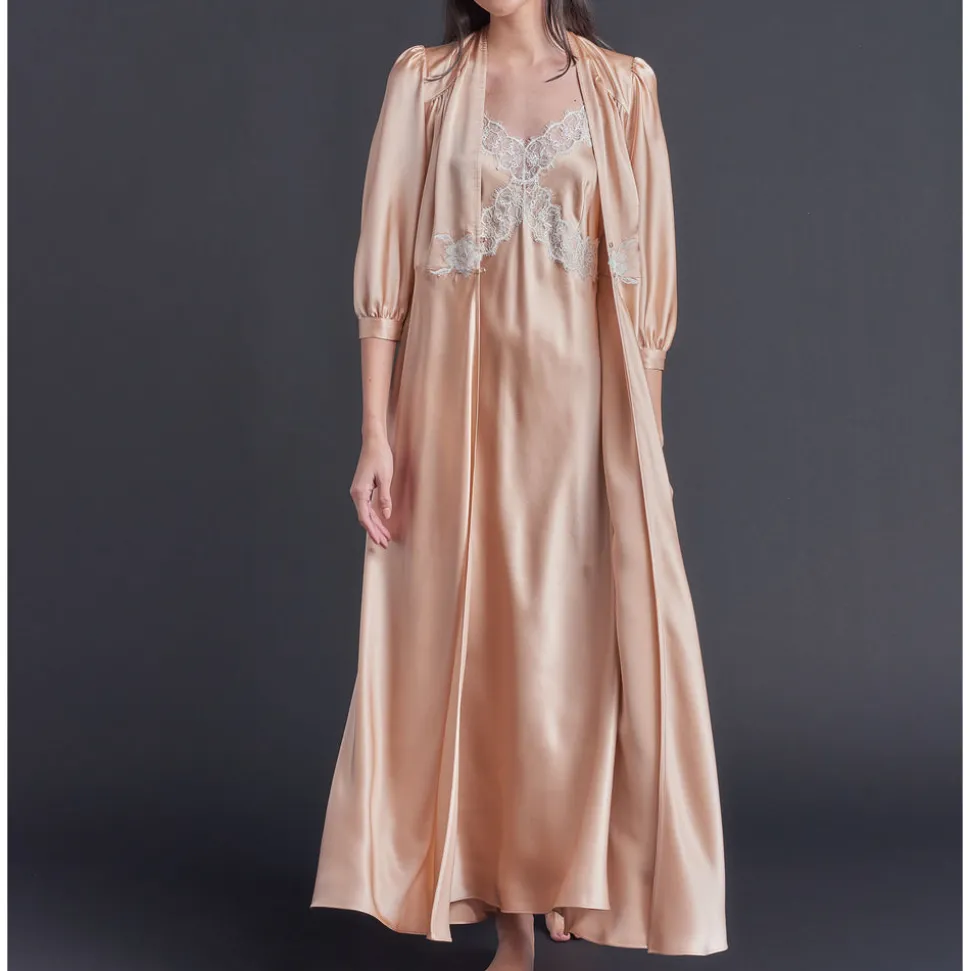 Long Maia Vintage Blush Silk Robe