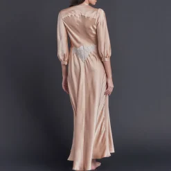 Long Maia Vintage Blush Silk Robe