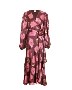Long Sleeve Blaire Dress in Mahogany & Soft Carmine Multi
