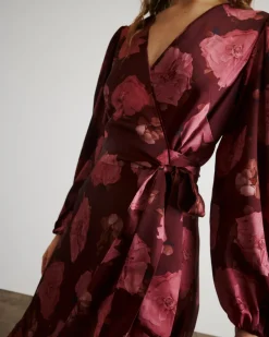 Long Sleeve Blaire Dress in Mahogany & Soft Carmine Multi