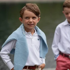 Long Sleeve Carter Polo in Classic White