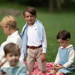 Long Sleeve Carter Polo in Classic White