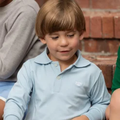 Long Sleeve Carter Polo in Bay Tree Blue