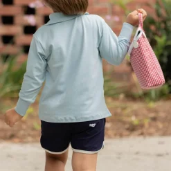 Long Sleeve Carter Polo in Bay Tree Blue