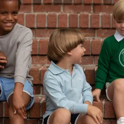 Long Sleeve Carter Polo in Bay Tree Blue