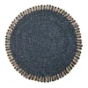 Loopy Abaca 15" Round Placemat in Navy & Natural, Set of 4