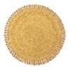 Loopy Abaca 15" Round Placemat in Mustard & Natural, Set of 4