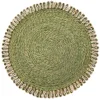 Loopy Abaca 15" Round Placemat in Olive Green & Natural, Set of 4