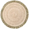 Loopy Abaca 15" Round Placemat in Natural & Olive Green, Set of 4