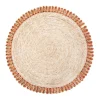 Loopy Abaca 15" Round Placemat in Natural & Orange, Set of 4