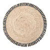 Loopy Abaca 15" Round Placemat in Natural & Navy, Set of 4