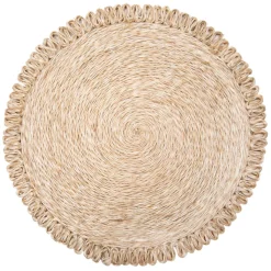 Loopy Abaca 15" Round Placemat in Natural, Set of 4