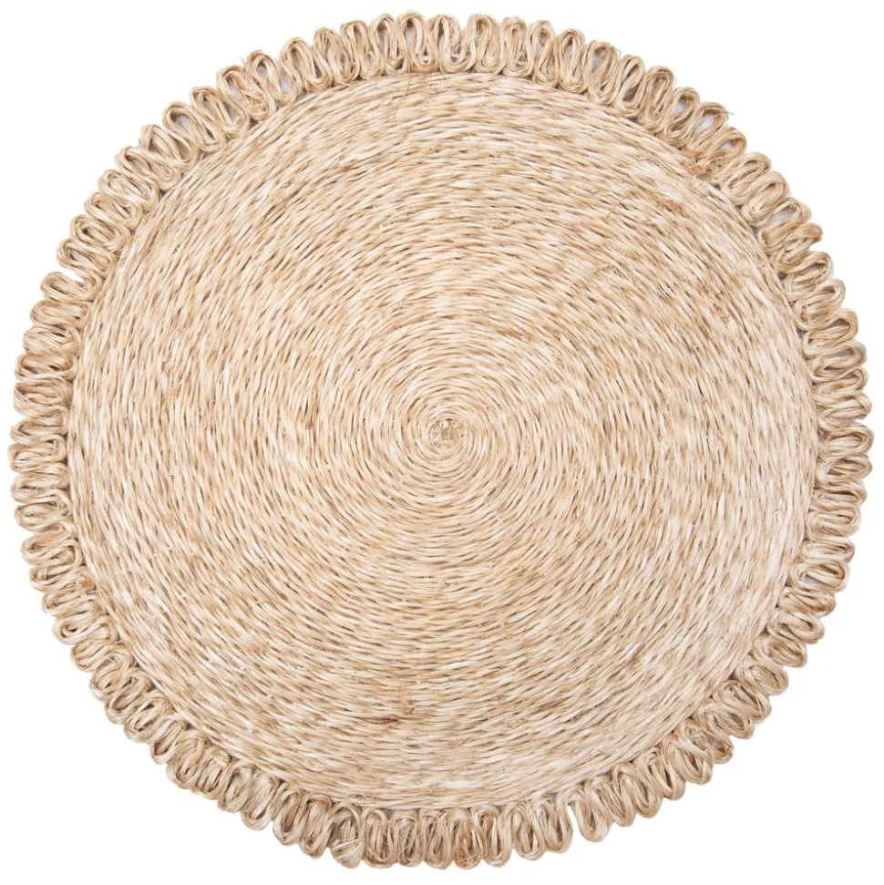 Loopy Abaca 15" Round Placemat in Natural, Set of 4