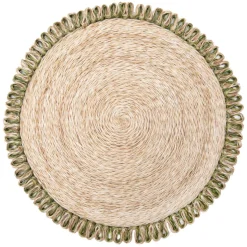 Loopy Abaca 15" Round Placemat in Natural, Set of 4