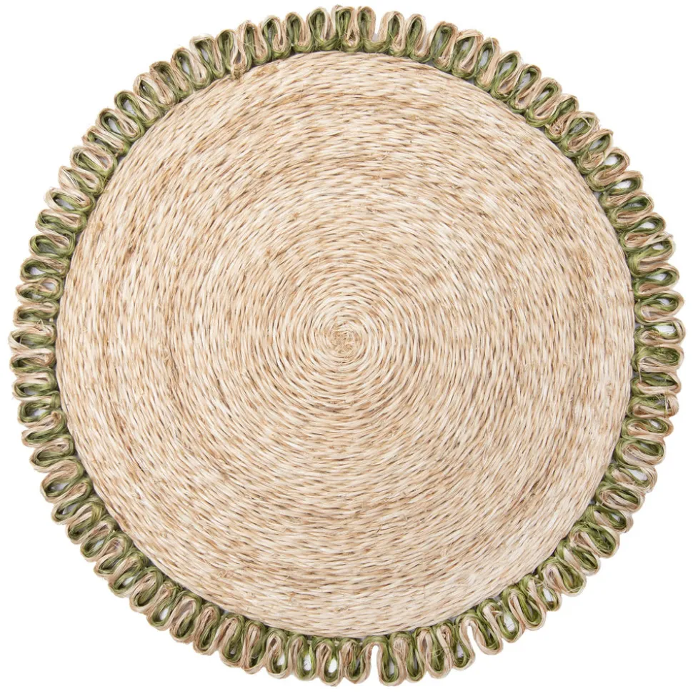 Loopy Abaca 15" Round Placemat in Natural, Set of 4