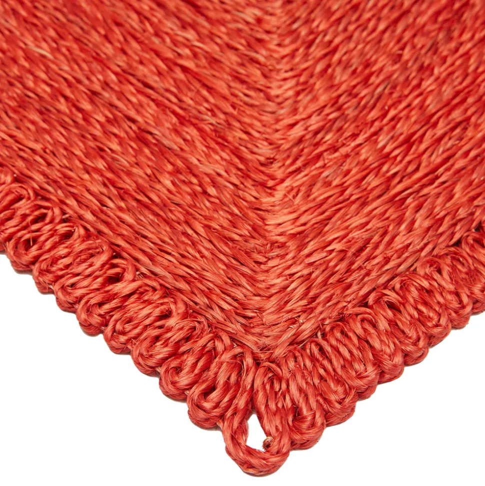 Loopy Square Placemat in Red, Set of 4