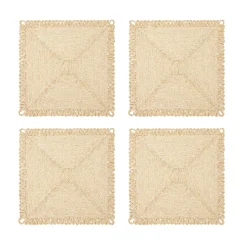 Loopy Square Placemat in Natural, Set of 4