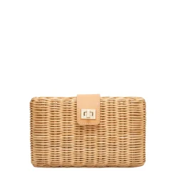 Lou Wicker Straw Clutch Bag