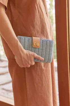 Lou Wicker Straw Clutch Bag