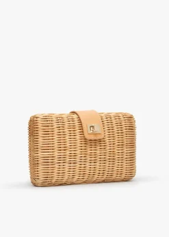 Lou Wicker Straw Clutch Bag