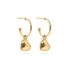Love Hoop Earrings with Heart Charm in Gold
