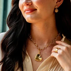 Love Pendant in Hammered Gold