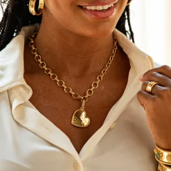 Love Pendant in Hammered Gold