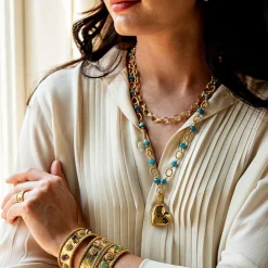 Love Pendant in Hammered Gold