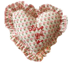 Love You So Heart Ruffle Pillow