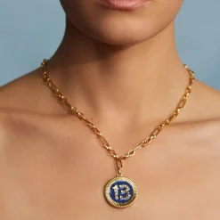 Lucky 13 Navy Poker Chip Necklace