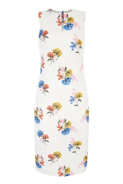 Ludie Dress In Retro Bouquet On White Taffeta Faille