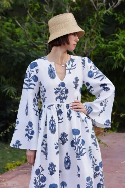 Lugano Maxi Dress in Indigo Botanical