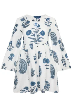 Lugano Mini Dress in Indigo Botantical