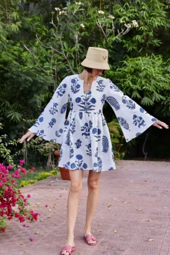 Lugano Mini Dress in Indigo Botantical