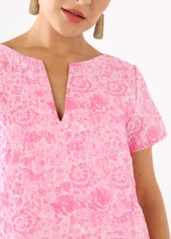 Lulu Dress in Pink Bubble Jacquard