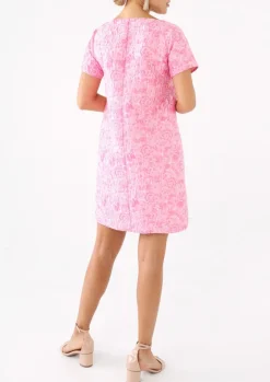 Lulu Dress in Pink Bubble Jacquard